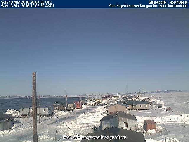 Shaktoolik - Noon - 3/13/2016 - Notice the Open Water